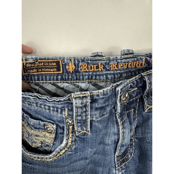 Rock Revival Moscow Straight Mens Jeans Size 31 Embellished Medium Wash - Picture 6 of 9